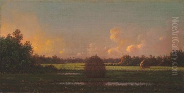 Haystacks Oil Painting by Martin Johnson Heade