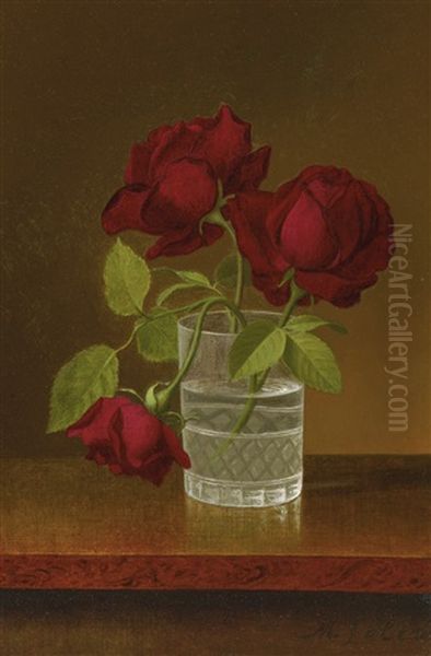 Still Life Of Roses Oil Painting by Martin Johnson Heade