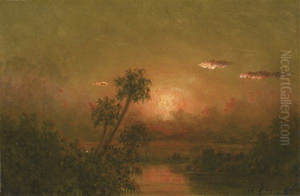 Florida Sunset: A Study Oil Painting by Martin Johnson Heade