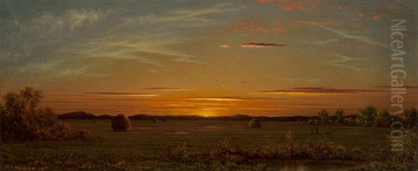 Sunset: Sky And Marsh Oil Painting by Martin Johnson Heade