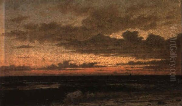 Coastal Sunset Oil Painting by Martin Johnson Heade