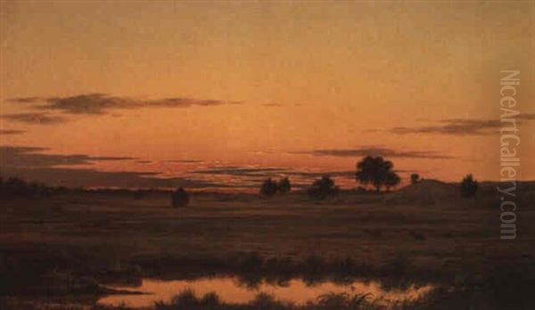 Sunset On The Marshes Oil Painting by Martin Johnson Heade