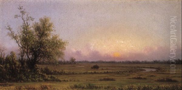 Sunset Oil Painting by Martin Johnson Heade