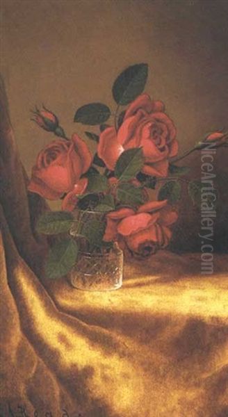 Roses In A Crystal Goblet Oil Painting by Martin Johnson Heade