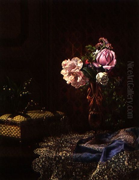 Floral Piece Oil Painting by Martin Johnson Heade