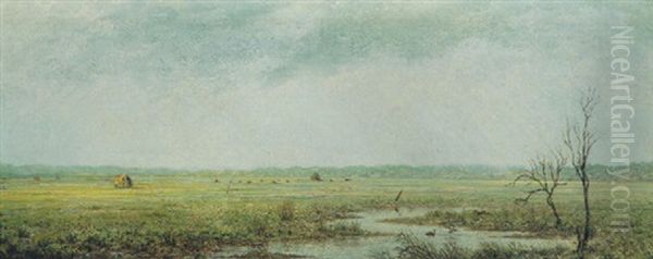 Flatlands And Haystacks Oil Painting by Martin Johnson Heade