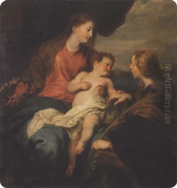 The Mystic Marriage Of St. Catherine Oil Painting by George Peter Alexander Healy