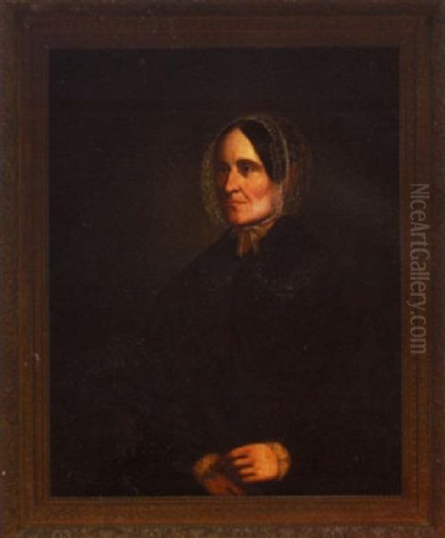 Portrait Of Mrs. Rezin Pleasants Bowie (margaret Frances Neville) Oil Painting by Thomas Cantwell Healy