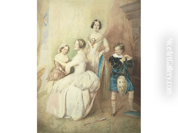 The Four Children Of Dr Robert Bowes Malcolm Oil Painting by Mary Ann Heaphy