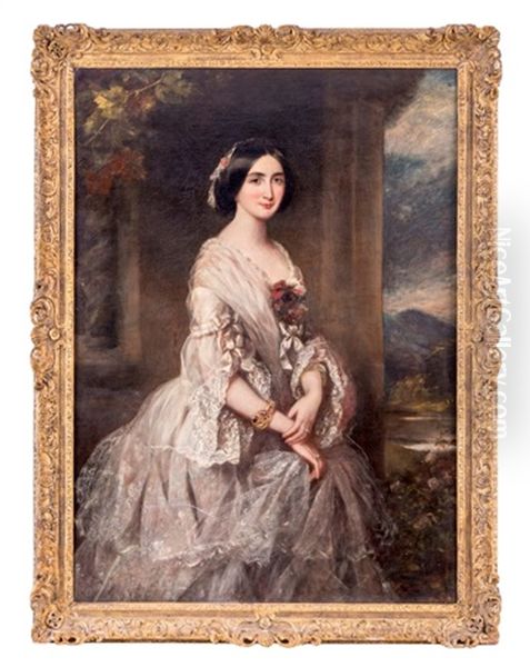 Jeune Femme A La Robe Blanche Oil Painting by Thomas Frank Heaphy