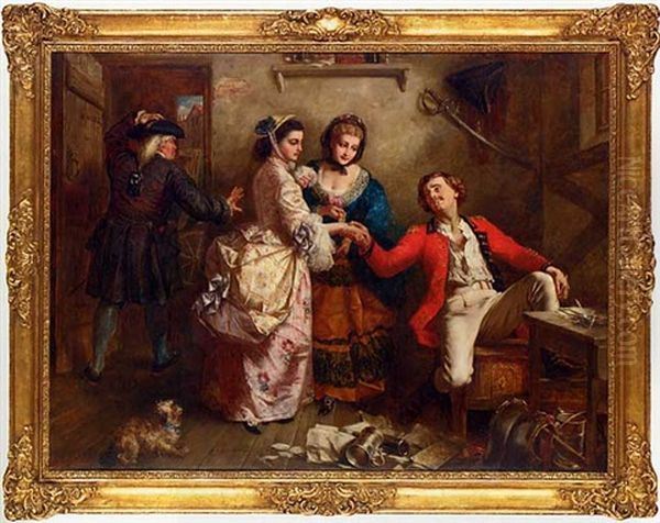 Oliver Goldsmith Discovering His Mistake (?) Oil Painting by Thomas Frank Heaphy