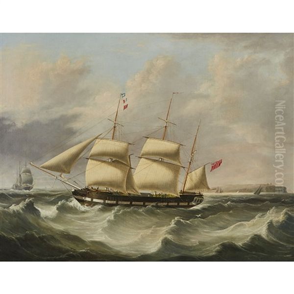 Vessels In Stormy Seas Oil Painting by Joseph Heard