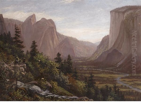 Looking Out The Yosemite Valley From Glacier Point Trail Oil Painting by Frank Lucien Heath