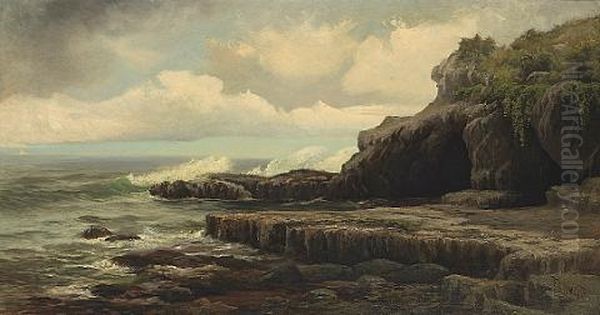 A Cave On The Santa Cruz Coast Oil Painting by Frank Lucien Heath