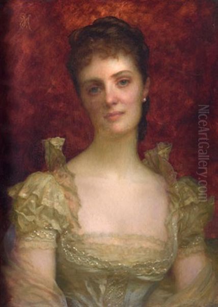 Portrait De Femme Oil Painting by Antoine Auguste Ernest Hebert