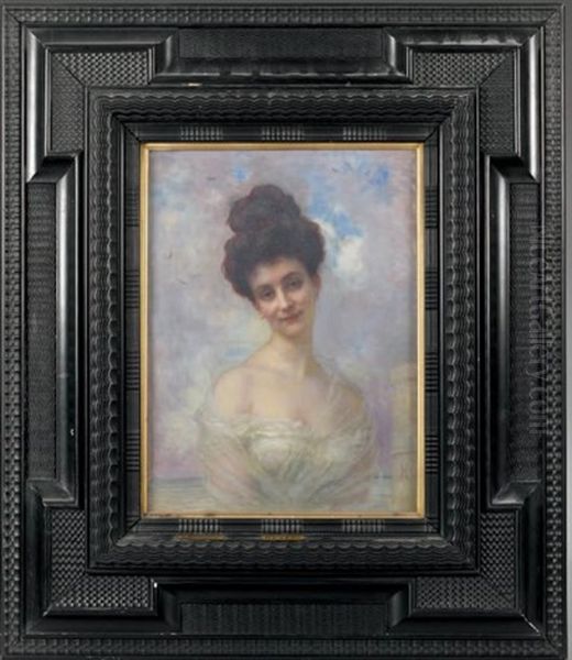 Portrait De La Comtesse D'yanville, Nee Waddington Oil Painting by Antoine Auguste Ernest Hebert