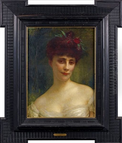 Portrait D'alexandrine De Mun (1872-1935), Marquise Robert De Pomereu D'aligre Oil Painting by Antoine Auguste Ernest Hebert