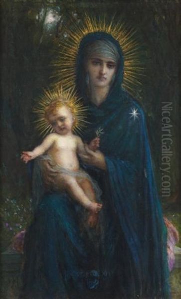 Vierge A L'enfant Oil Painting by Antoine Auguste Ernest Hebert