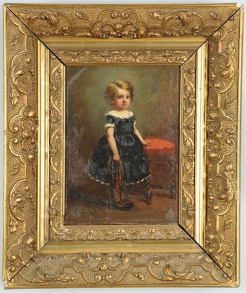 Portrait Of A Girl With Jump Rope Oil Painting by Antoine Auguste Ernest Hebert