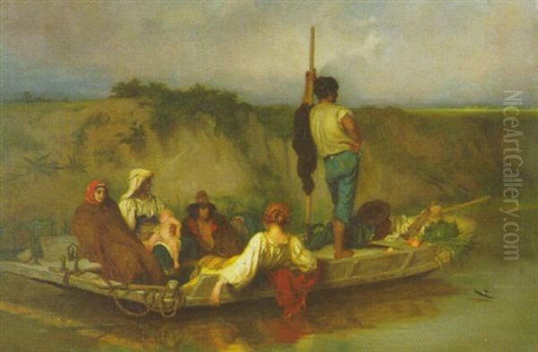 La Traversee De La Riviere Oil Painting by Antoine Auguste Ernest Hebert