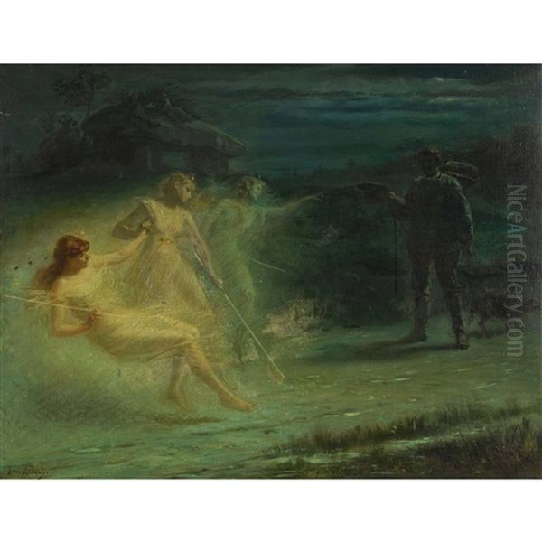 Die Drei Feen Und Der Bauer Oil Painting by Henri Hebert