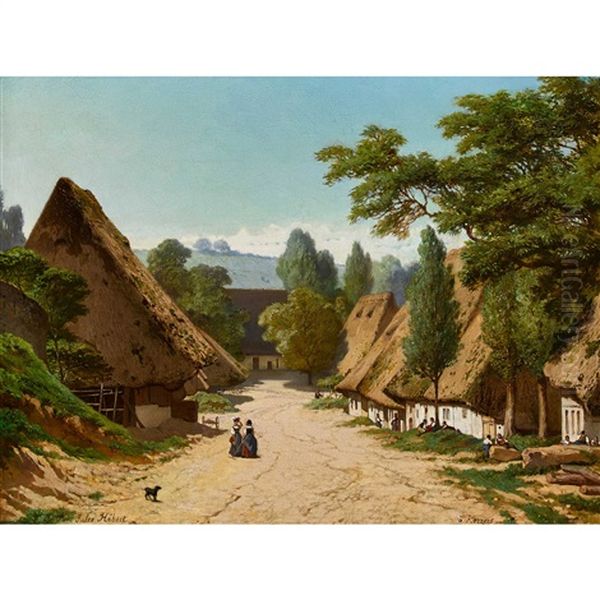 Vue A Kerzers, Pres Morat Oil Painting by Jules Hebert