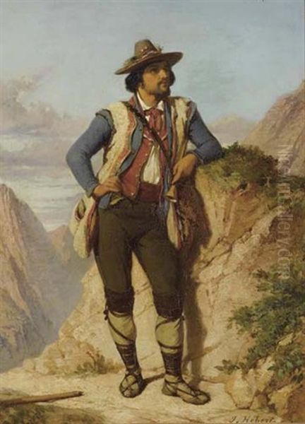 Brigand Devant Des Rochers Oil Painting by Jules Hebert