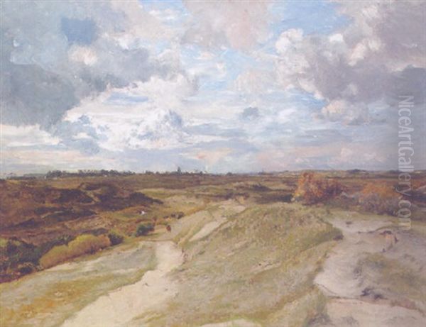 Dutch Dunes Under A Blustery Sky Oil Painting by Hendrick van der Hecht