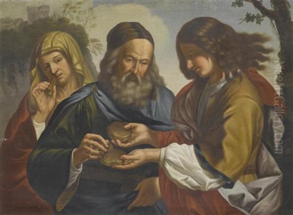 Samson Bringt Seinen Eltern Honigwaben (after Guercino) Oil Painting by Xaver Hecht