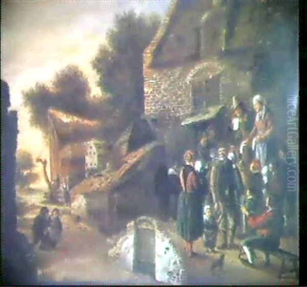 Strassenszene In Einem Dorf Oil Painting by Claes Dircksz van der Heck