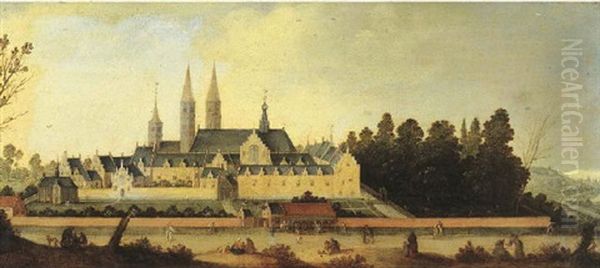 A View Of Egmond Abbey by Nicolaes van der Heck