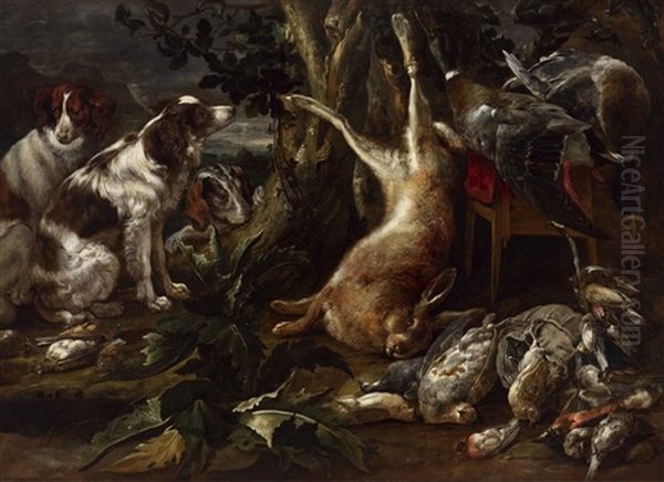 Jagdstillleben Oil Painting by Jan van den Hecke the Elder