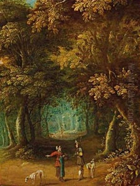 Sous-bois Anime Oil Painting by Jan van den Hecke the Elder