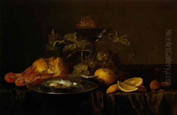 Stilleben Mit Fruchten Und Meereskrebsen Oil Painting by Jan van den Hecke the Elder