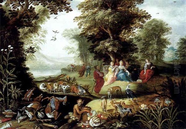 Diane Et Les Nymphes Oil Painting by Samuel van den Hecken