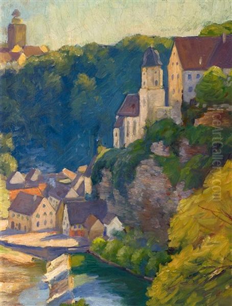 Studie Einer Ansicht Von Besigheim/neckar Oil Painting by Franz Hecker