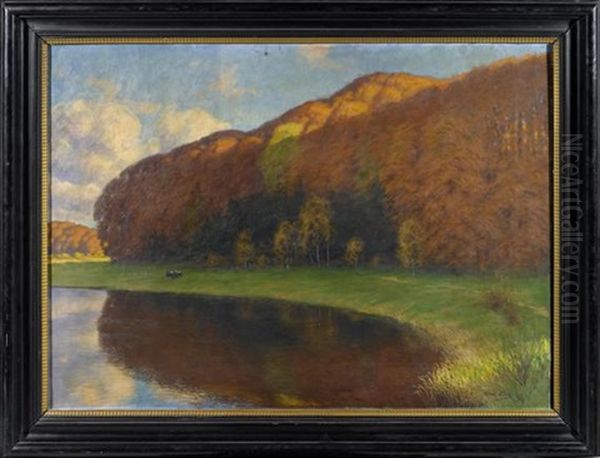 Waldlichtung An Einem See Oil Painting by Franz Hecker