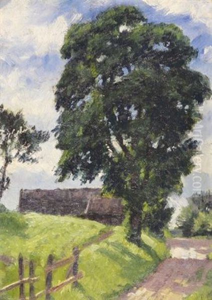 Sommerlandschaft Mit Bauernhaus Oil Painting by Franz Hecker