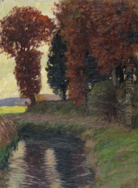 Bachlandschaft Im Herbst Oil Painting by Franz Hecker