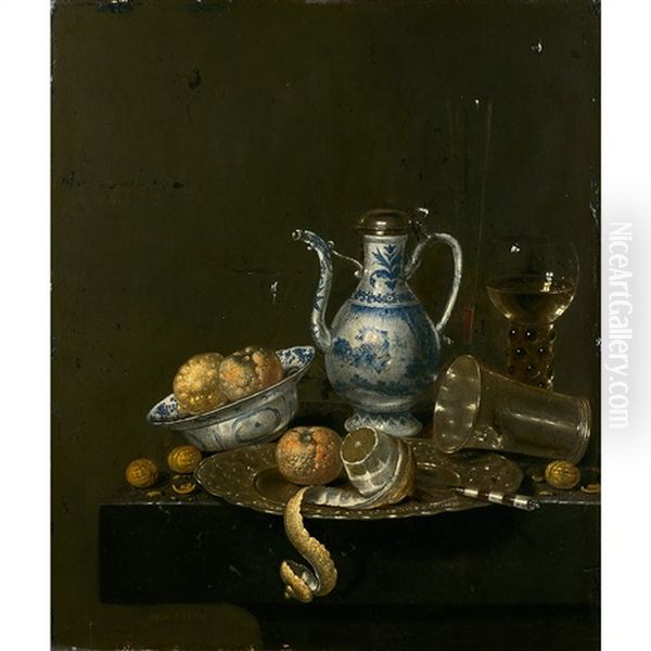 Nature Morte A La Coupe Wanli Et Verseuse Jiajing Oil Painting by Willem Claesz Heda