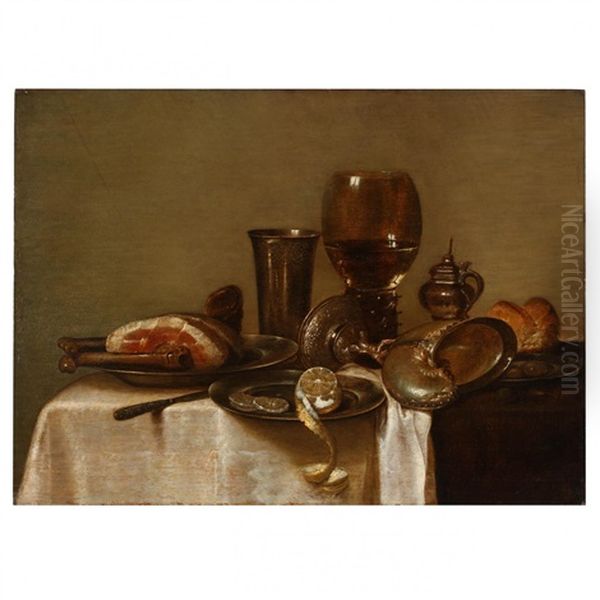 Still Life With Roemer & Nautilus Cup Oil Painting by Willem Claesz Heda