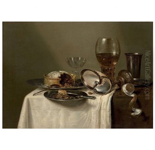 Nature Morte Au Rohmer, Nautile Et Gobelet En Argent Oil Painting by Willem Claesz Heda