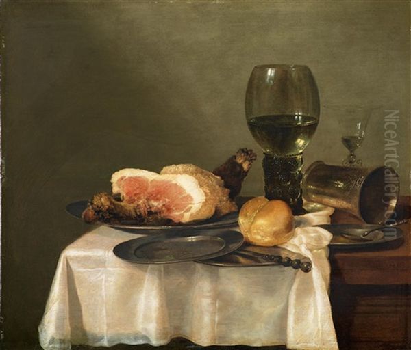 Ein Banketje Mit Einem Schinken Oil Painting by Willem Claesz Heda