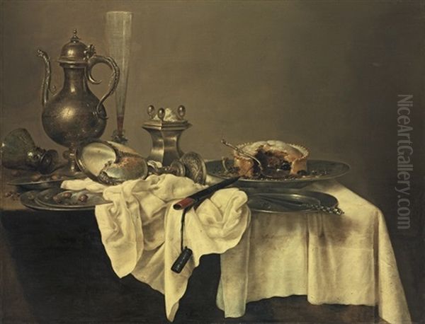 A Blackberry Pie Oil Painting by Willem Claesz Heda