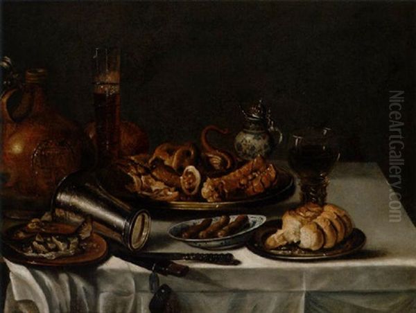 Stilleben Med Vingals, Brod Och Fiskar by Willem Claesz Heda