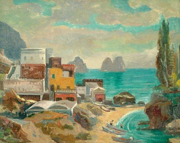 Capri Oil Painting by Jozsef Banati-Sverak