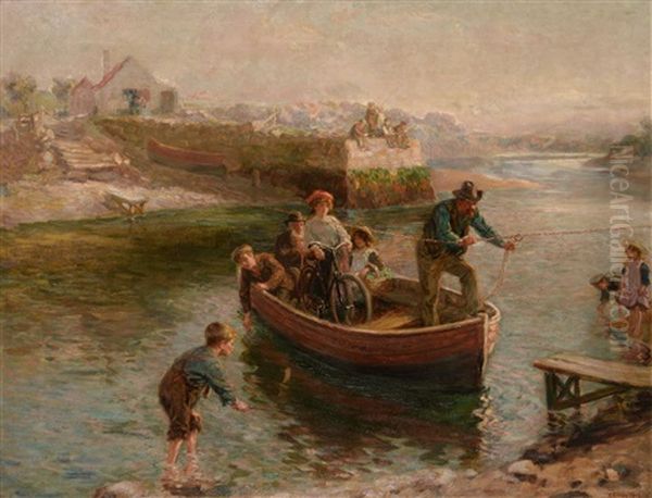 The Chain Ferry Oil Painting by Ralph Hedley