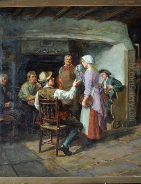 A Glad Eye (figures In A Tavern Inglenook) Oil Painting by Ralph Hedley