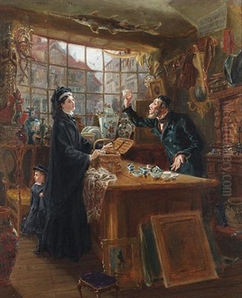 The Old China Shop Oil Painting by Ralph Hedley