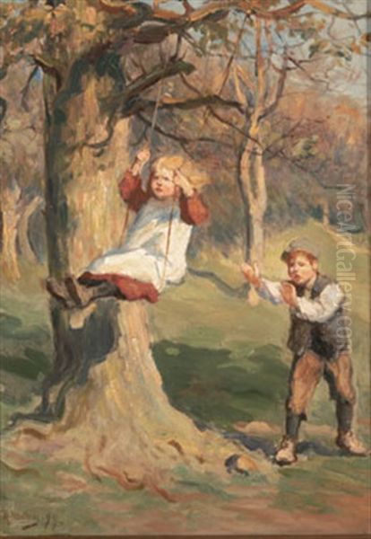 The Swing Oil Painting by Ralph Hedley